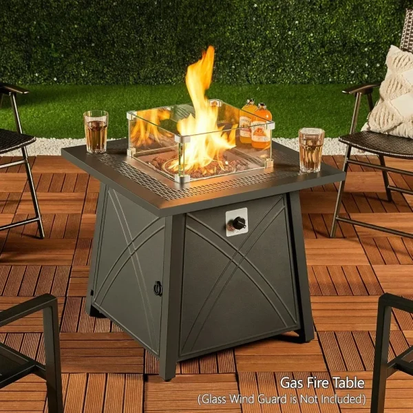 28in  Gas Fire Pit Table with Lid